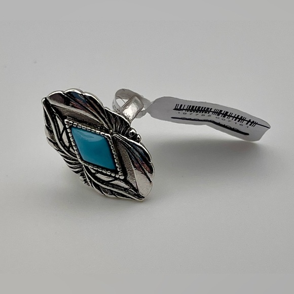 Free People | Turquoise Western Ring | Silver Color | Size 6 - Picture 1 of 5